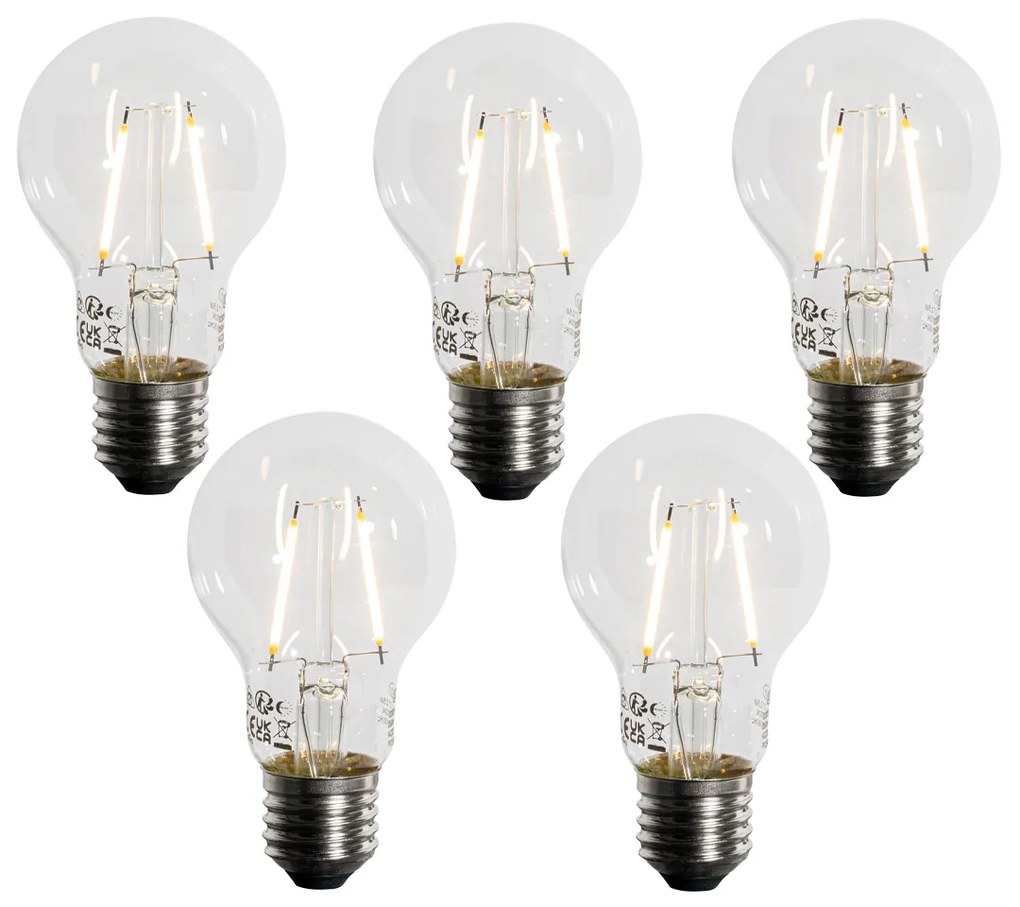 Set de 5 becuri LED E27 A60 cu senzor crepuscular 2,5W 250 lm 2200K