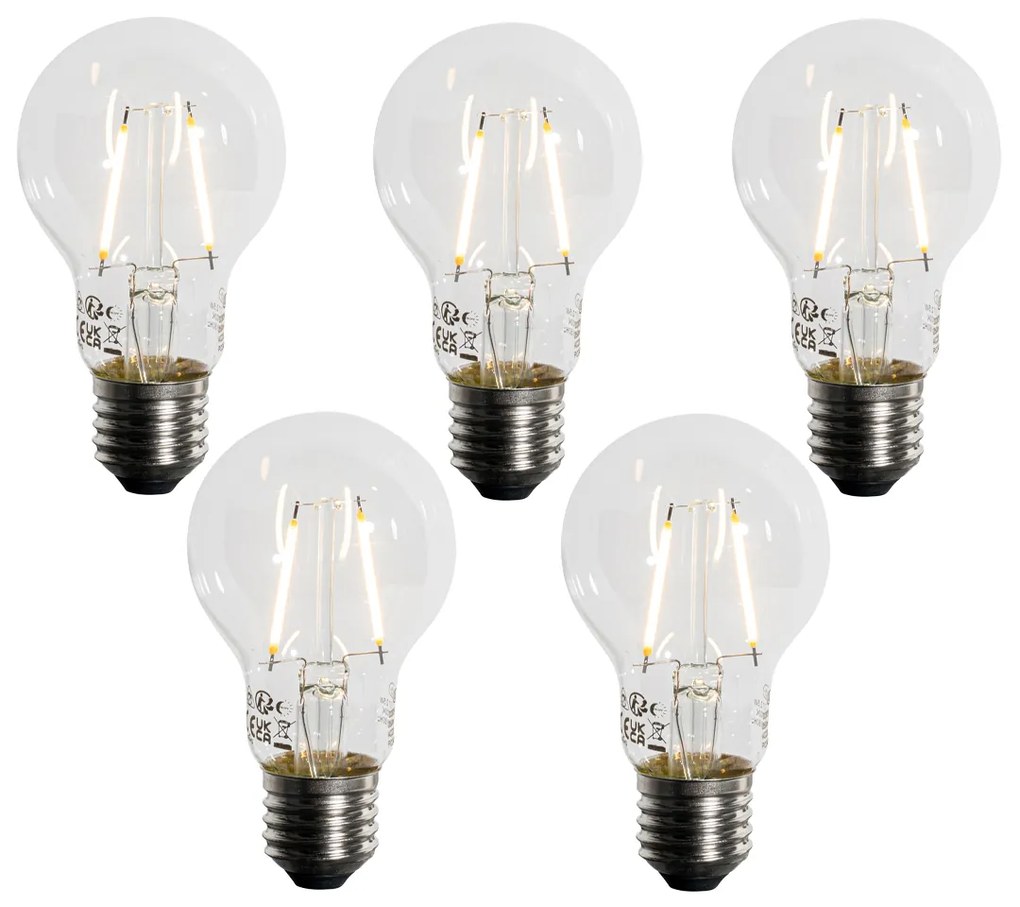 Set de 5 becuri LED E27 A60 cu senzor de amurg 2.5W 250 lm 2200K