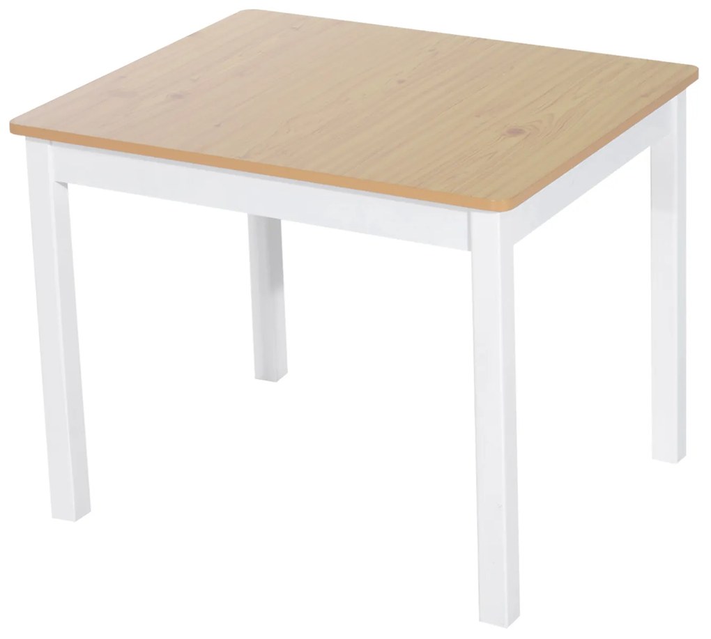 Homcom Set 4 Pezzi Tavolino con Sedie e Panca Portaoggetti per Bambini in Legno