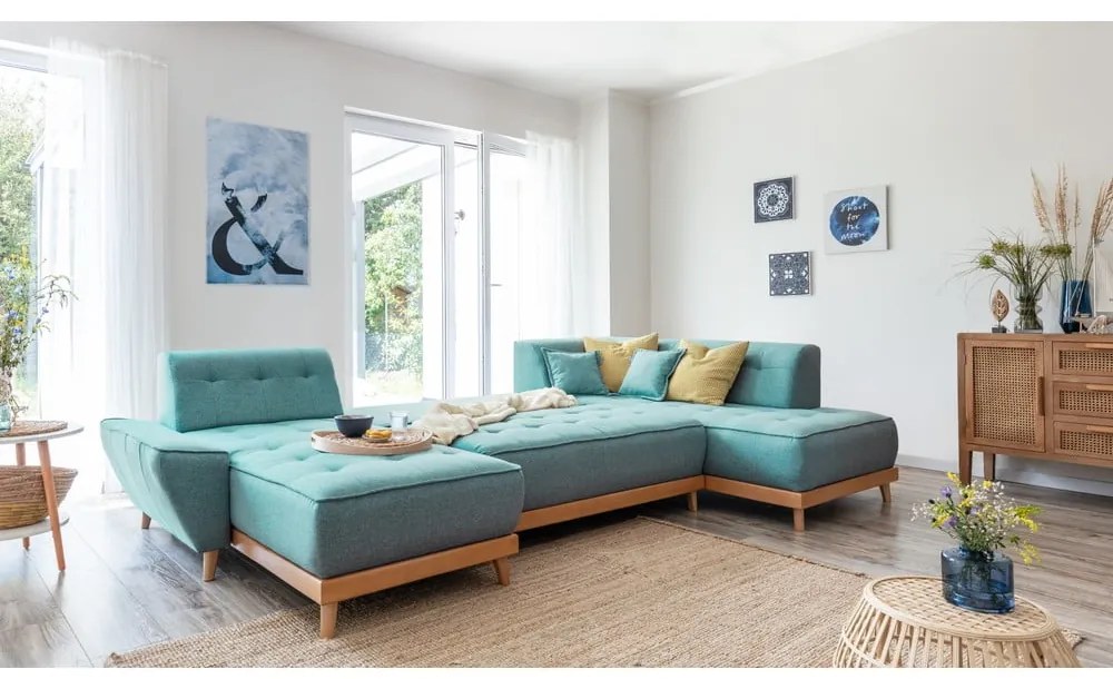 Colțar turcoaz extensibil (cu colț pe partea dreaptă/în formă de "U") Dazzling Daisy – Miuform