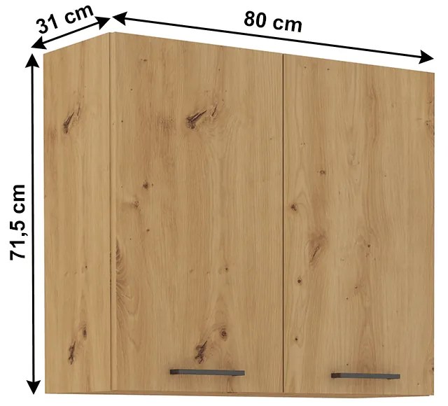 Dulap superior de bucătărie Meriel 80 G-72 2F (stejar artisan). 1033981