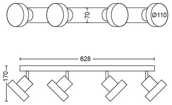 Spot LED BUKKO 4xLED/4,3W/230V Philips 50604/31/P0