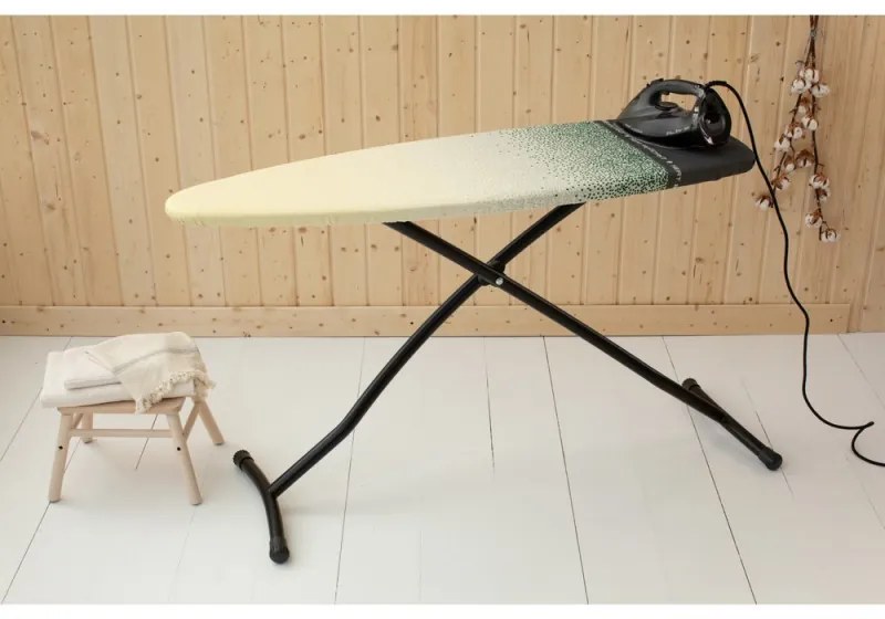 Masa de calcat Brabantia D 1008898, 135x45 cm, 7 pozitii de reglare, Zona de calcat rezistenta la caldura, Galben/Verde