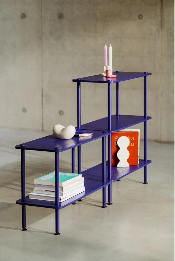 Etajeră albastră cu aspect de lemn de stejar 80x90,5x35 cm Teidi – noo.ma