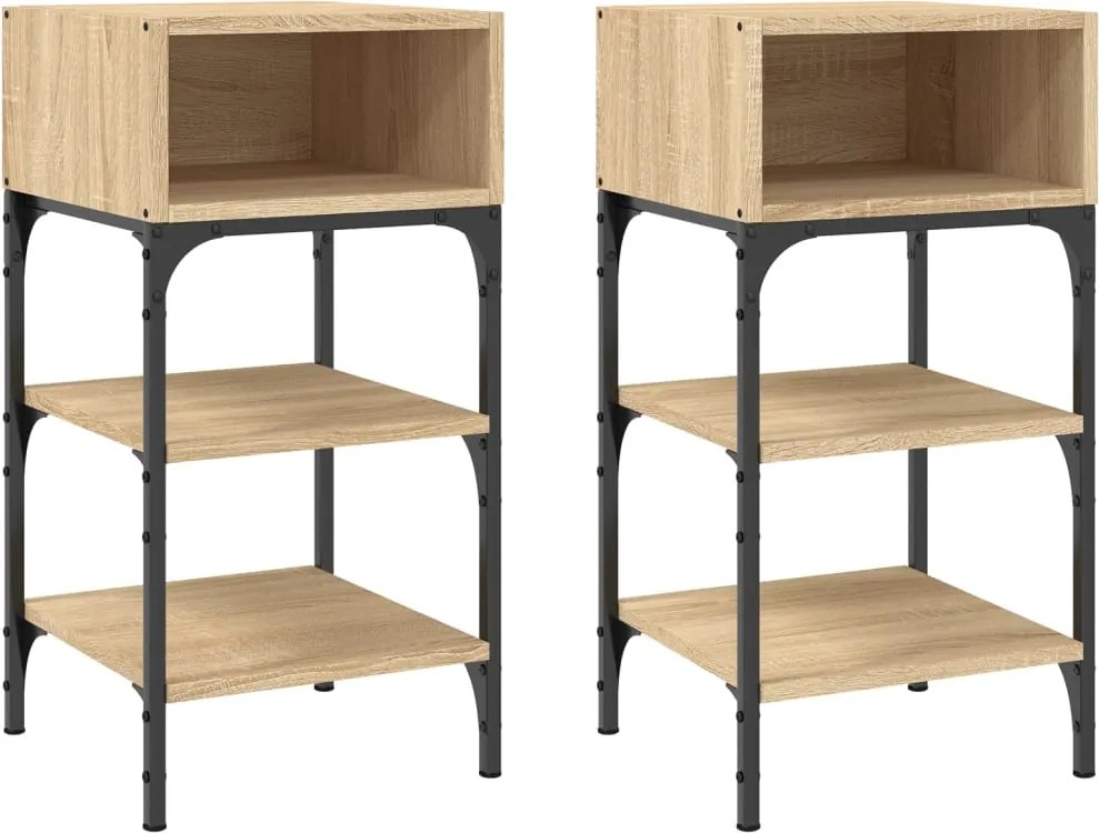 vidaXL Noptiere, 2 buc., stejar sonoma, 35x34,5x70 cm, lemn compozit