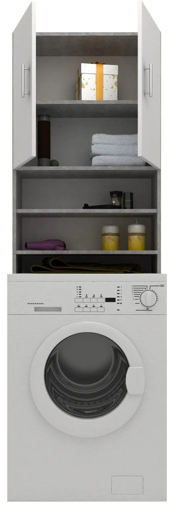 Dulap Masina de Spalat Fyn, Beton/Alb, 65 x 27 x 190 cm