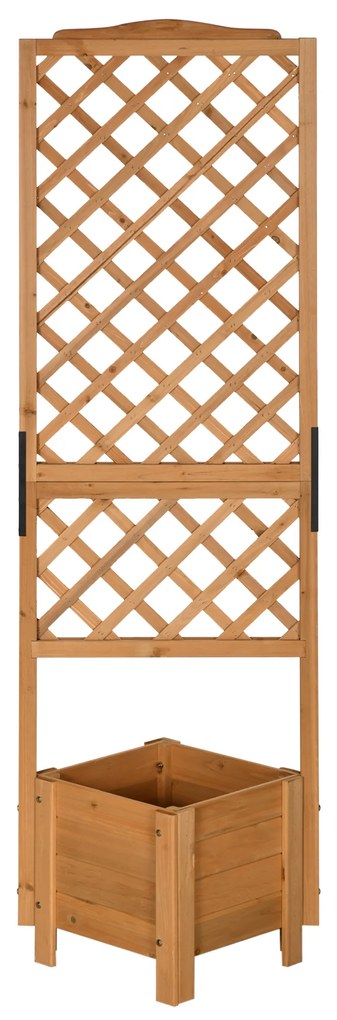 Outsunny Ghiveci cu grilaj pe stâlpi pentru plante - dim. 54,5L x 52l x 180H cm - Lemn de brad pre-uleiat | Aosom Romania
