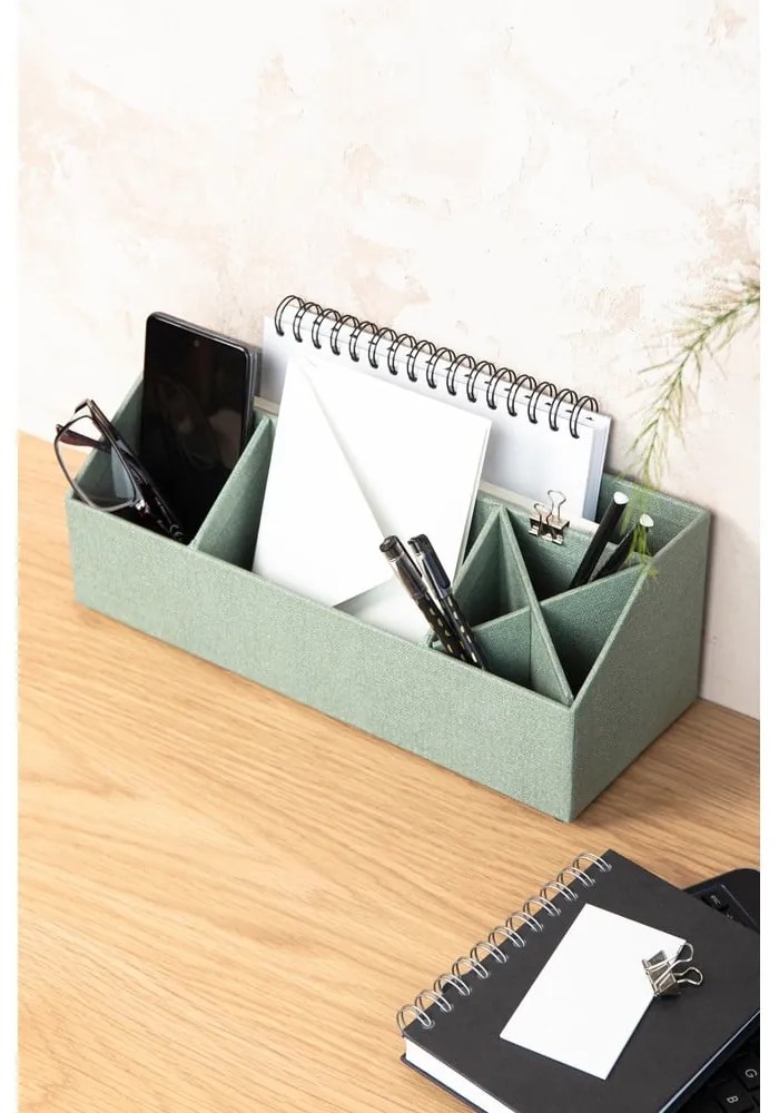 Organizator verde pentru papetărie din carton Elisa Canvas Paper Laminate – Bigso
