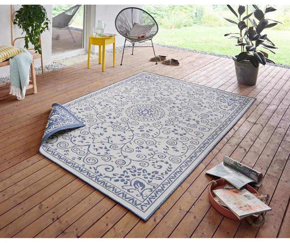 Covor adecvat pentru exterior NORTHRUGS Leyte, 200 x 290 cm, albastru-crem