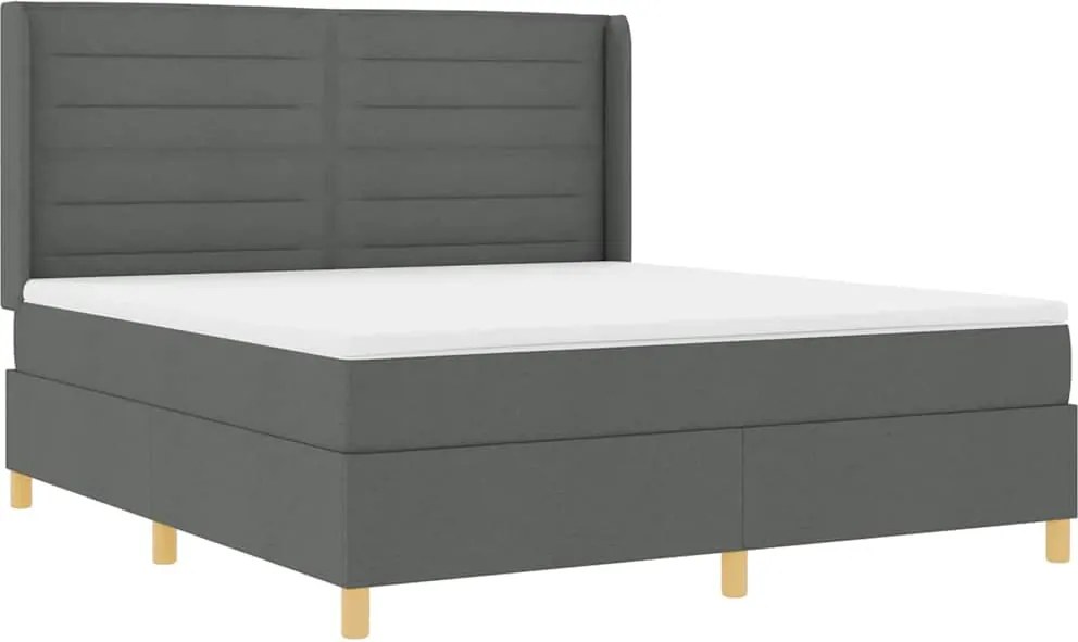vidaXL Pat cu arcuri cu saltea cu headboard Gri 140 x 200 cm țesătură