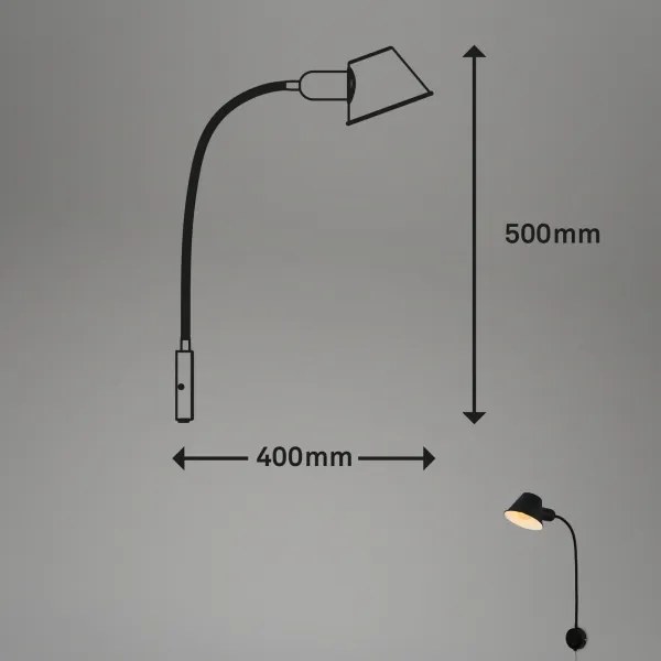 Briloner 2089-015 - Lampă de perete flexibilă BRELLO 1xE27/10W/230V, negru