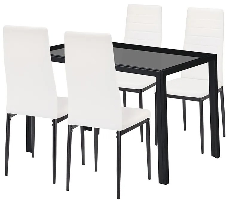 Rowan 4+1 set de sufragerie alb-negru