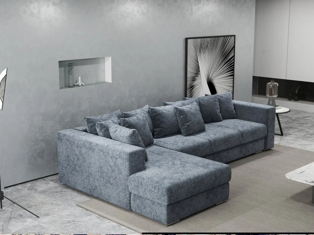 Colțar extensibil dumonde cu ladă de depozitare si sezut confortabil din spuma high-density, Gloria Euphoria Grafit 320x183 cm