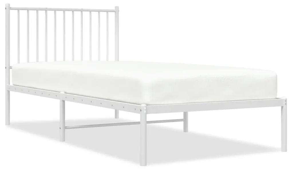 350924 vidaXL Cadru pat metalic cu tăblie, alb, 90x200 cm