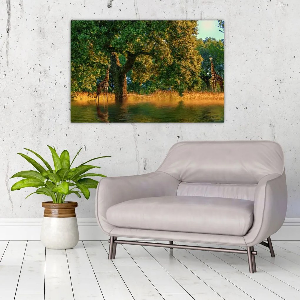 Tablou cu girafe în natură (90x60 cm)
