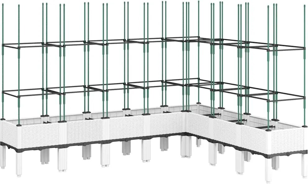 vidaXL Jardinieră de grădină cu spalier, alb, 200x160x142,5 cm PP