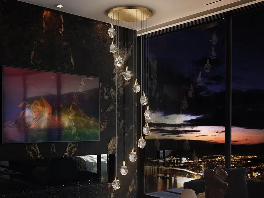 Lustra LED XXL casa scarii design modern decorativ Aquaria 12L aurie