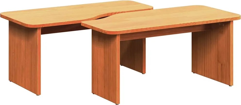 vidaXL Masă de cafea 2 pcs Maroniu cerat Lemn masiv de pin