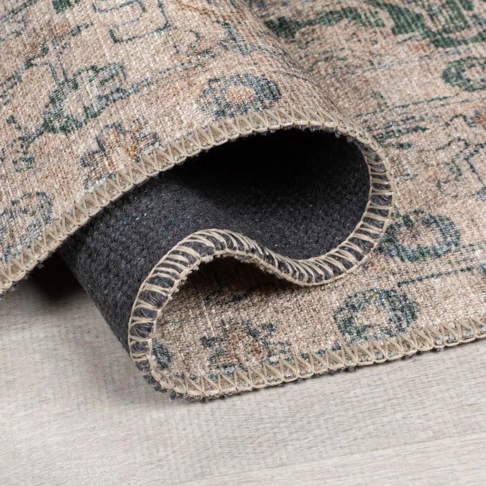 Covor verde lavabil 190x290 cm Beau Floral – Flair Rugs