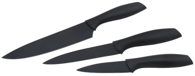 Set cutite Rosberg R51633B3, 3 piese, Otel, Acoperire antiaderenta, Negru