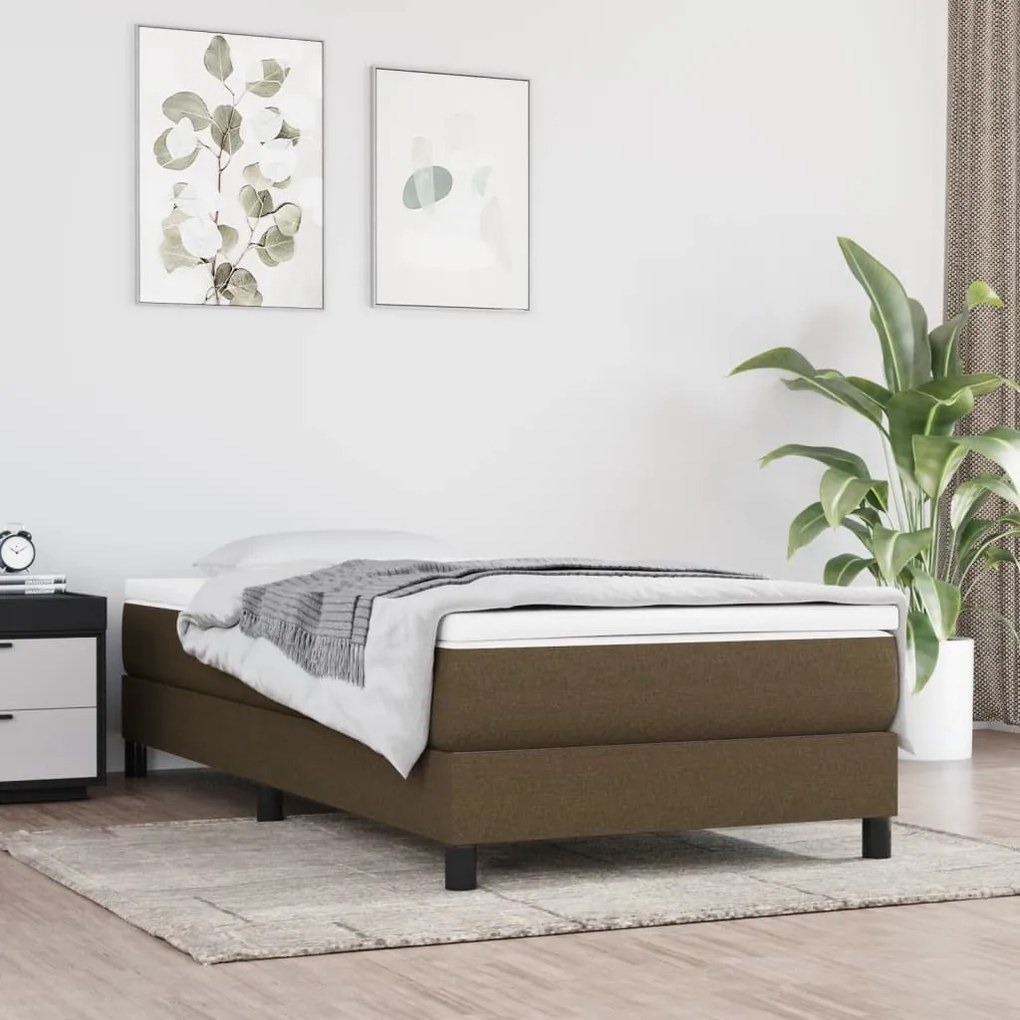 3120487 vidaXL Cadru de pat box spring, maro închis, 90x200 cm, textil