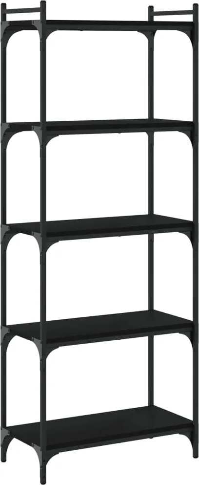 vidaXL Bibliotecă cu 5 niveluri, negru, 60x30x154 cm, lemn prelucrat