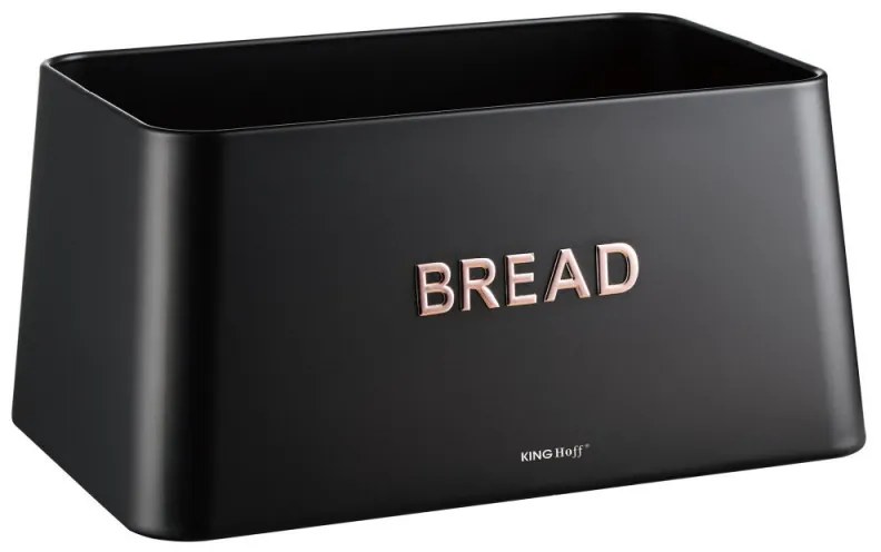 Cutie de paine cu capac pentru taiere Kinghoff KH-1948, 35 cm, Bambus, Otel, Negru