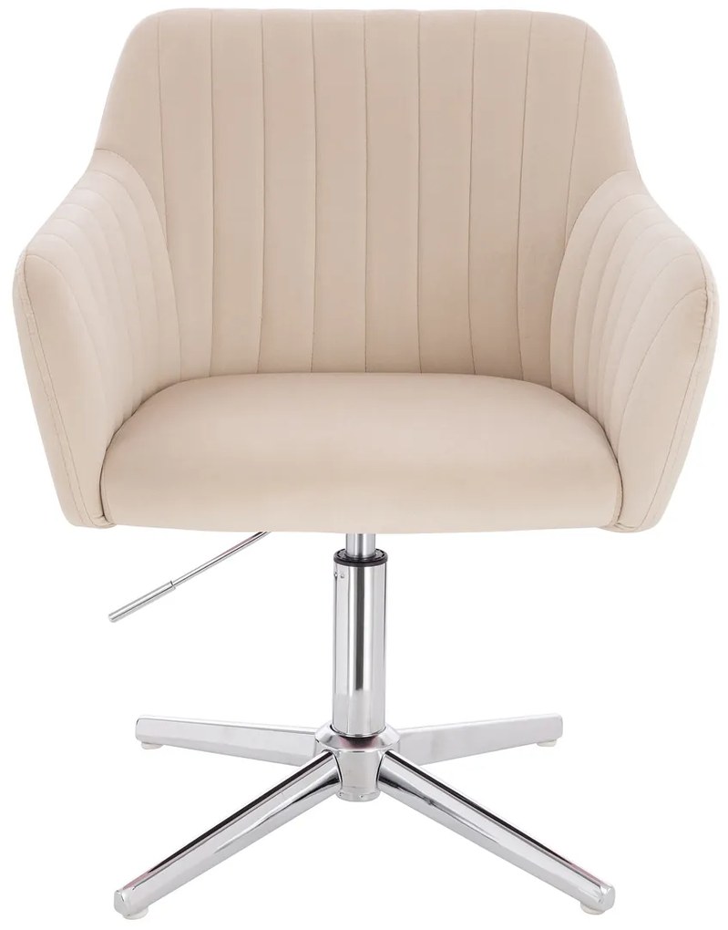 HR190CROSS Scaun Crem din Catifea cu Bază Cromata