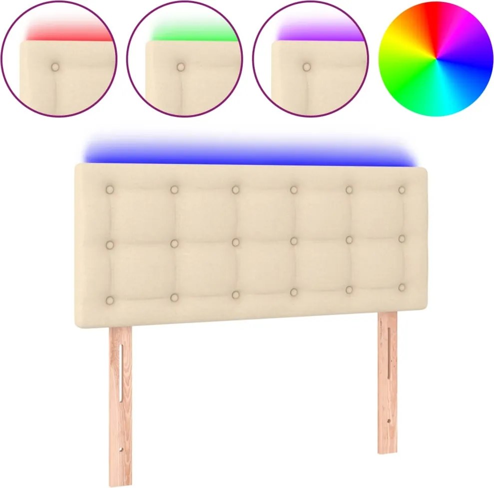 vidaXL Tăblie de pat cu LED, crem, 100x5x78/88 cm, textil
