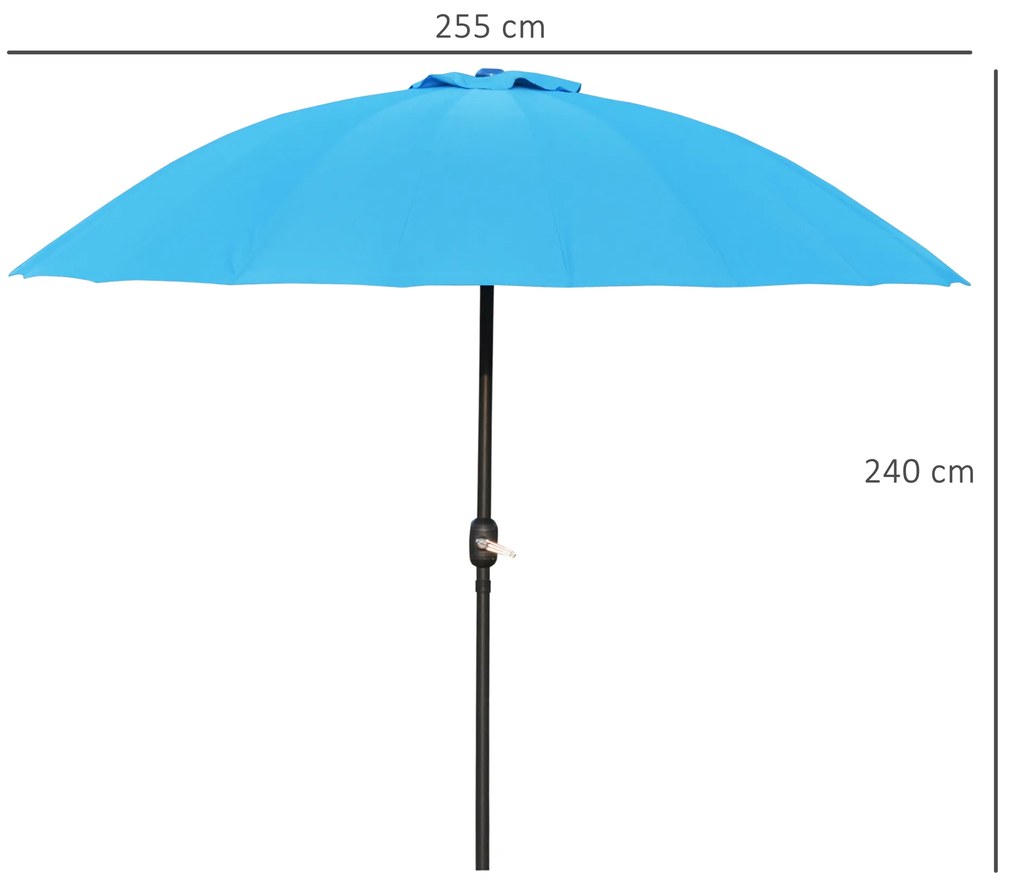 Umbrela de Gradina Outsunny cu Manivela, Ф255x240cm Albastru | Aosom RO