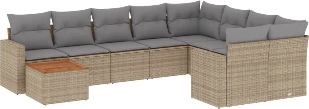 vidaXL Set canapele de grădină cu perne, 10 piese, bej, poliratan