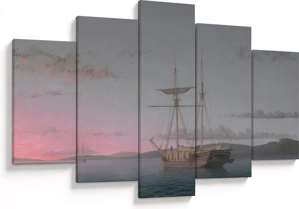 Tablou - Fitz Henry Lane, Lumber Schooners at Evening on Penobscot Bay, reproducere (150x105 cm)