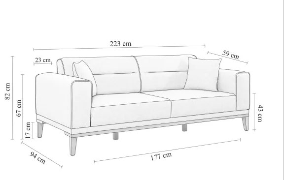Canapea 2 locuri DOTY, antracit
