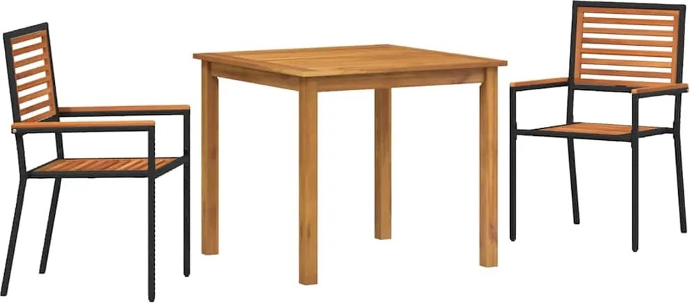 vidaXL Set de masă pentru grădină 3 pcs Negru Lemn Solid de Acacia