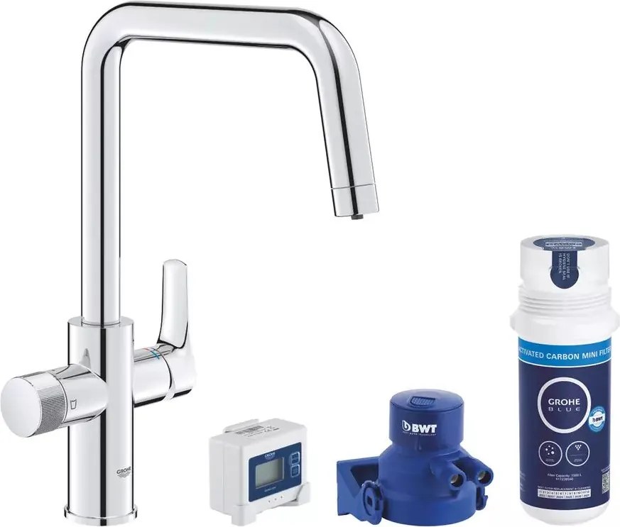 Baterie bucatarie cu filtru de carbune activ Grohe Blue Pure Start crom
