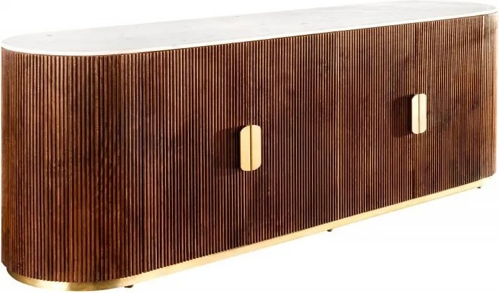 Comoda TV design retro Gatsby 180cm mango/ marmura alba