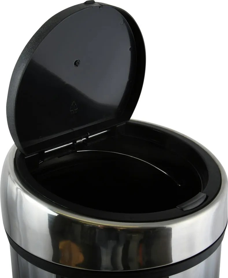 Coș de gunoi argintiu lucios cu senzori de atingere din oțel 30 l – MSV