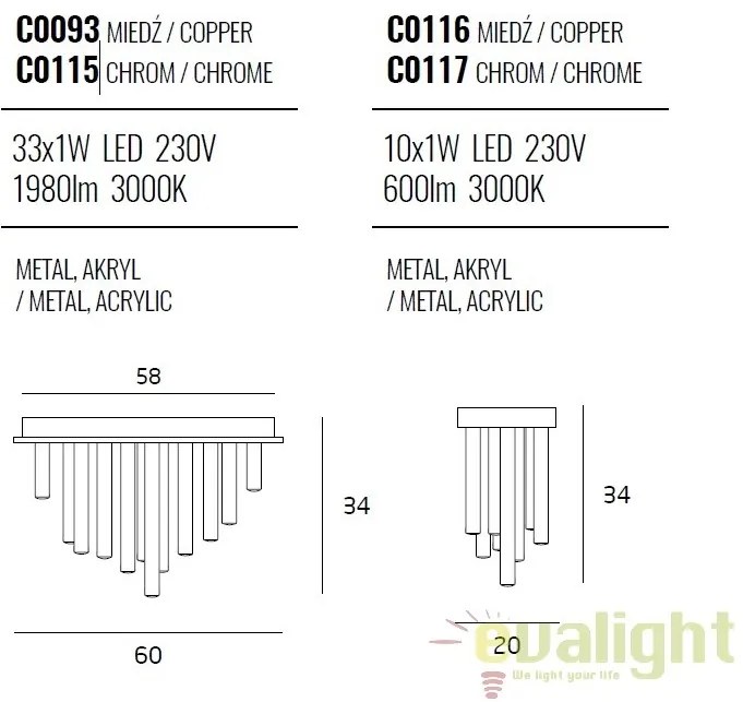 Plafoniera LED design Premium Class Quality ORGANIC cupru C0116 MX