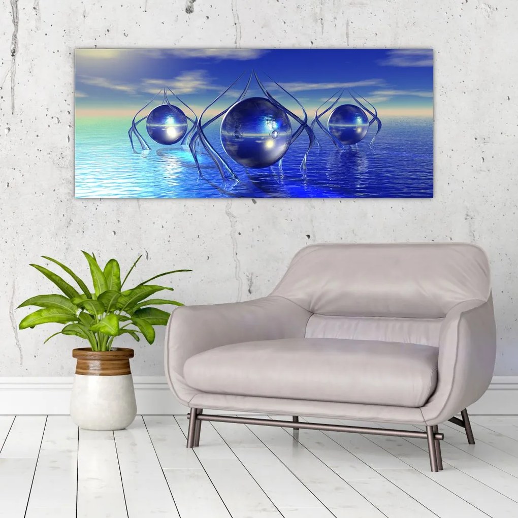 Tablou cu abstracție - apa (120x50 cm)