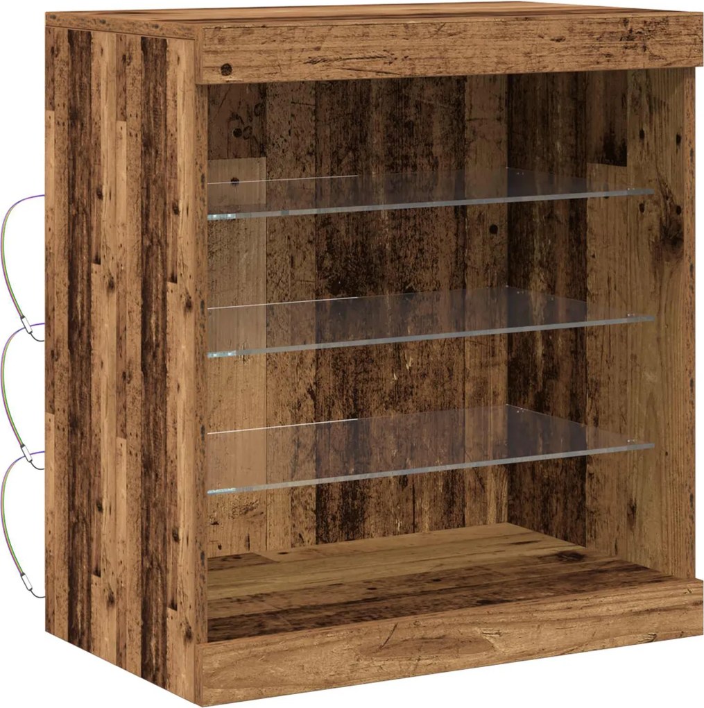 vidaXL Bufet LED Lemn vechi 60,5 x 37 x 67 cm Lemn compozit