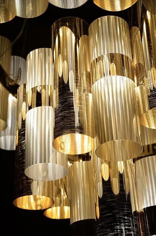 Lustra LED moderna design Art Deco realizata manual LA LOLLO XL Gold