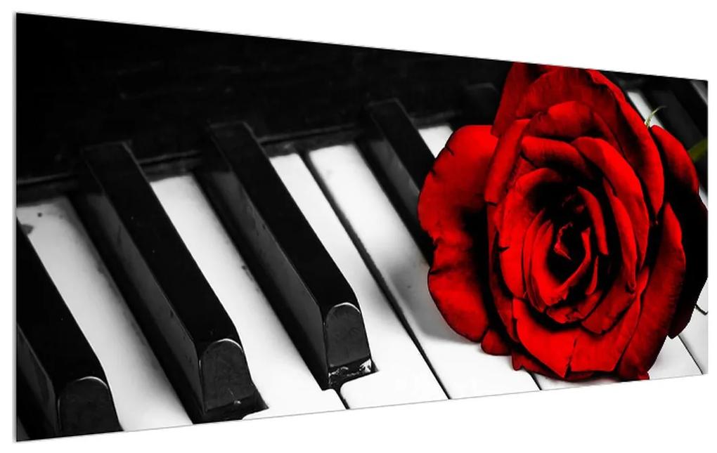 Tablou trandafirul și pian (120x50 cm), în 40 de alte dimensiuni noi