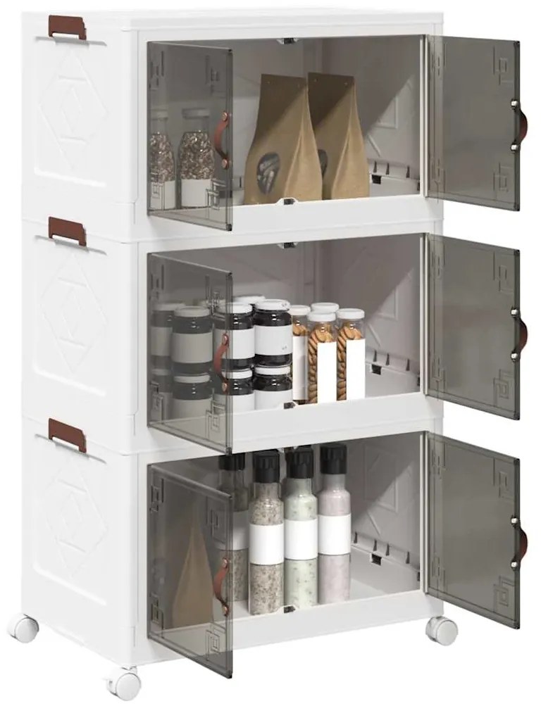 vidaXL Cutie de depozitare stivuită cu roți 3 niveluri 75 L