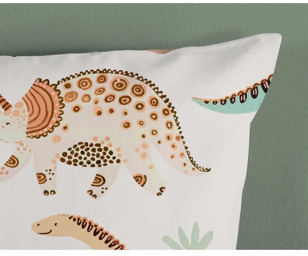 Lenjerie de pat pentru copii maro-bej din bumbac pentru pat de o persoană 140x200 cm Dino – Good Morning