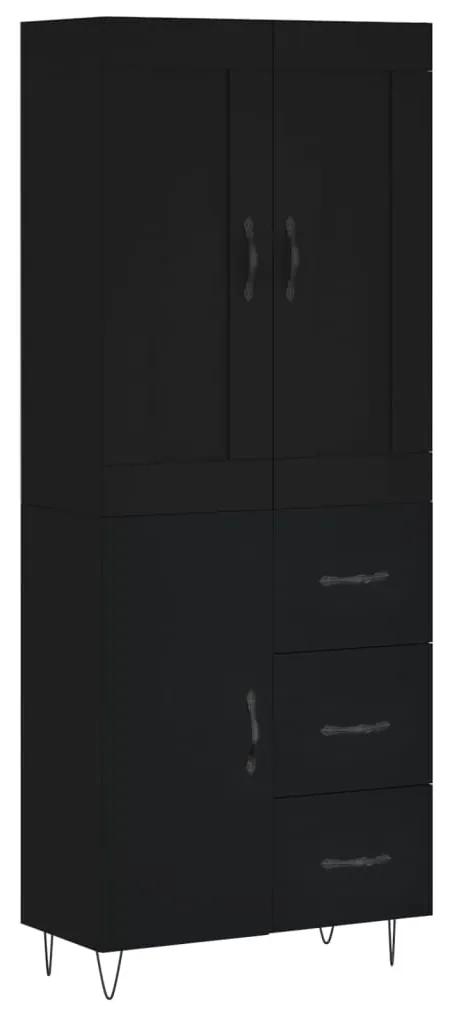 3199842 vidaXL Dulap înalt, negru, 69,5x34x180 cm, lemn compozit