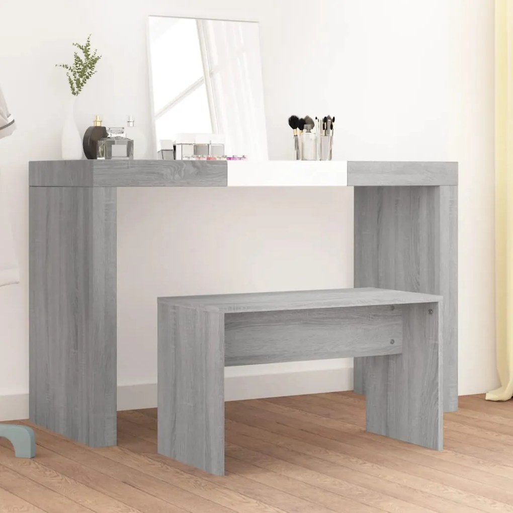 820524 vidaXL Taburet de toaletă, gri sonoma, 70x35x45 cm, lemn prelucrat
