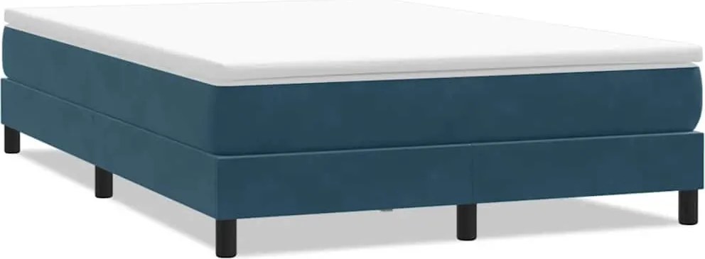 vidaXL Pat cu arcuri fără saltea Albastru închis 160x220 cm catifea