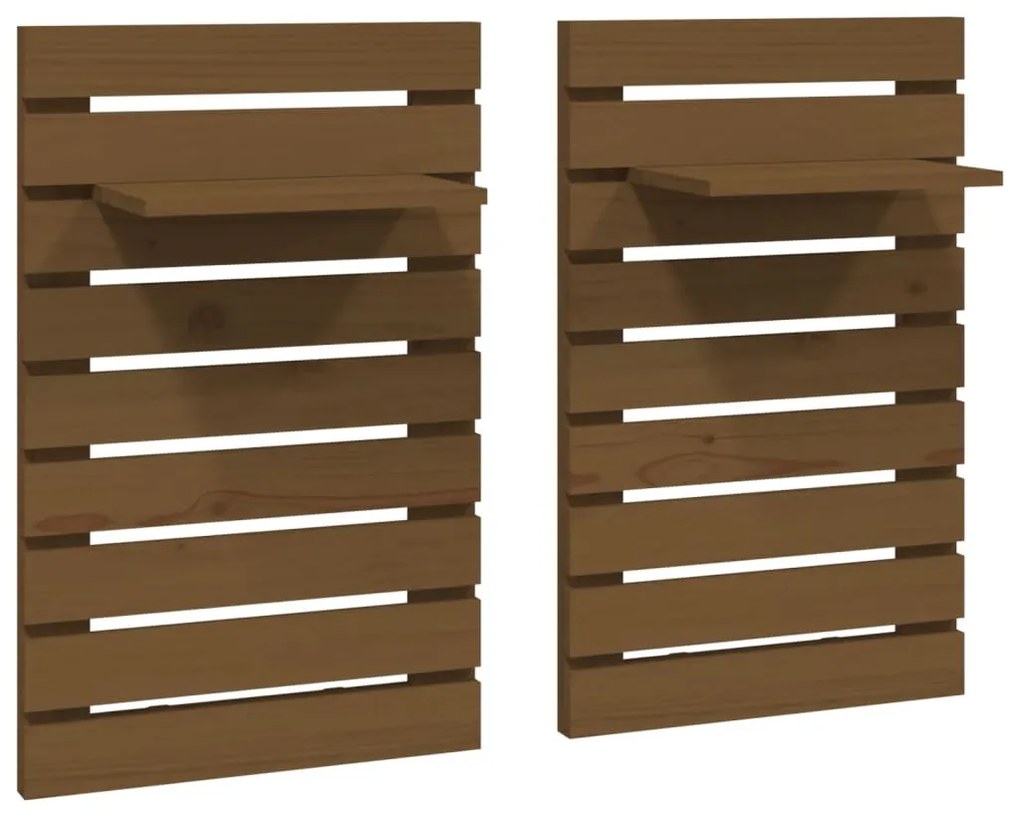 vidaXL Rafturi noptiere de perete, 2 buc., maro miere, lemn masiv pin