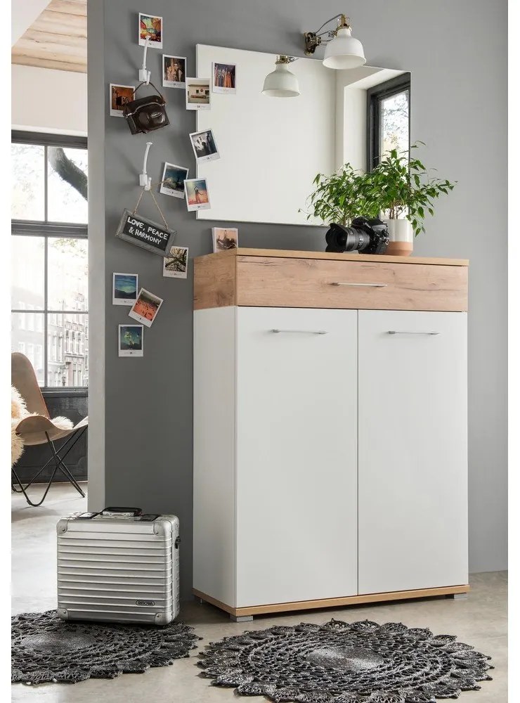 Pantofar alb cu sertar cu aspect de lemn de stejar Topix – Germania