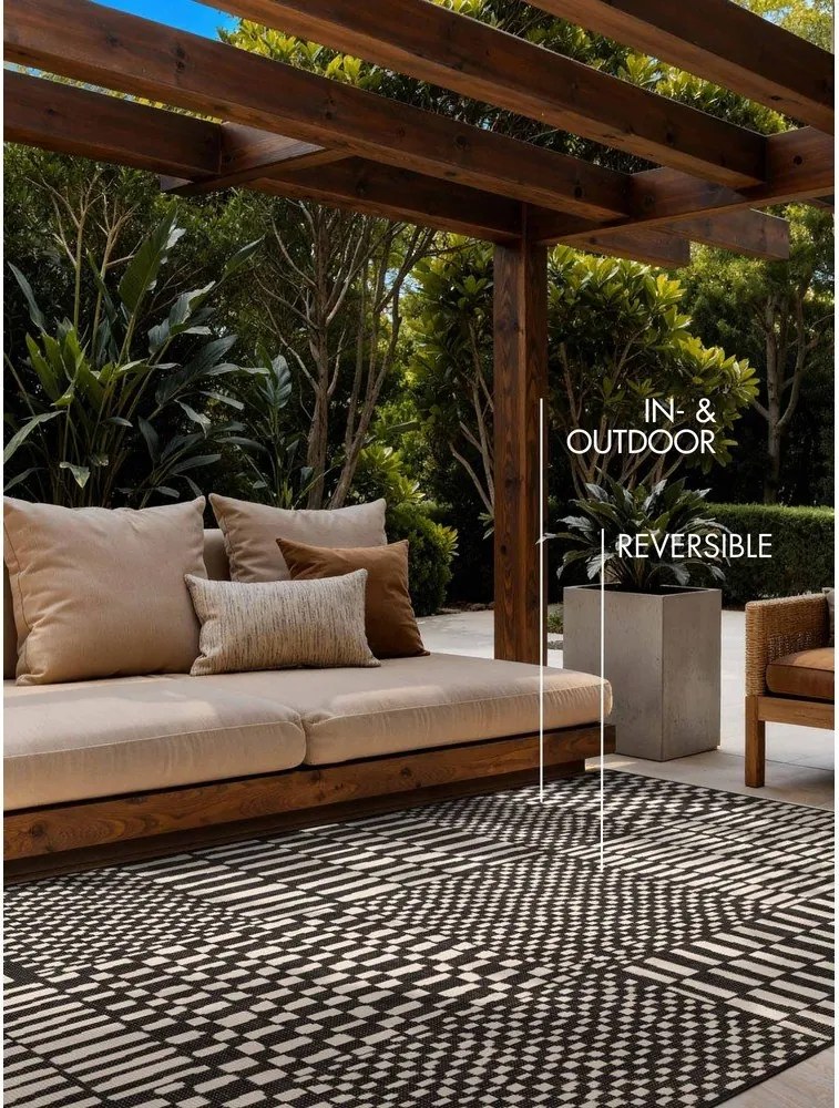 Covor pentru exterior și interior negru/crem 200x300 cm Haringey Barkham – Ted Baker